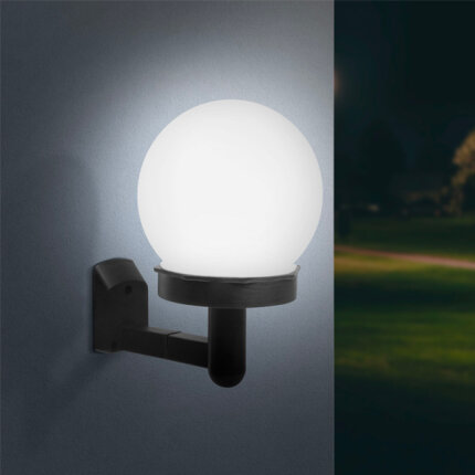 LED-es szolár fali lámpa – hidegfehér – fekete – műanyag