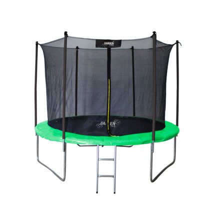 GardenLine Kerti trambulin védőhálóval és létrával - Zöld - 244 cm