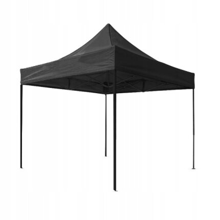 GardenLine Kerti pavilon 3 oldalfallal - Fekete - 3 x 3 m