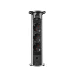 Motoros rejtett elosztó 3 x 250 V - ezüst + 2 x USB