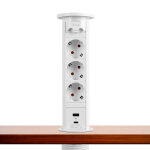 Motoros rejtett elosztó 3 x 250 V - fehér + 2 x USB