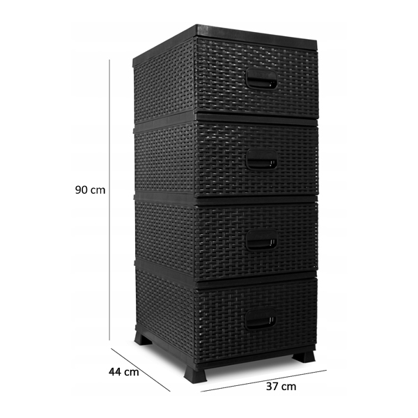 Rattan szekrény 4 fiókkal - Fehér 03 Rattan szekrény 4 fiókkal - Fehér