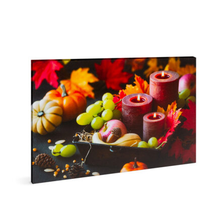LED-es fali hangulatkép - gyertyák - 2 x AA, 40 x 30 cm