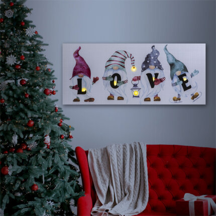 LED-es fali hangulatkép - LOVE - 2 x AA, 70 x 30 cm