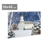 LED-es fali hangulatkép - téli táj - 2 x AA, 48 x 38 cm