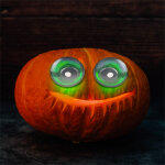 Halloween-i ijesztő szempár - zöld LED-es - elemes