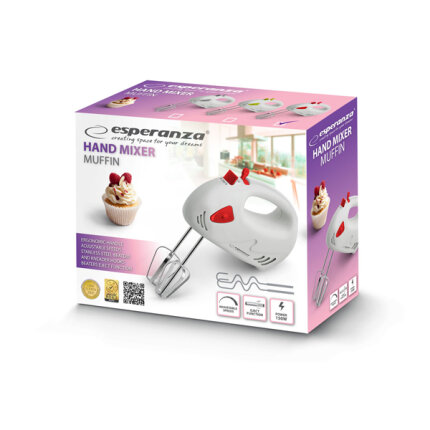 Kézi mixer - Esperanza Muffin EKM007R - 150W - Piros