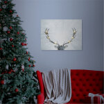 LED-es fali hangulatkép - rénszarvas - 2 x AA, 40 x 30 cm