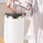 Fehér rozsdamentes acél termosz szívószállal, 1200 ml