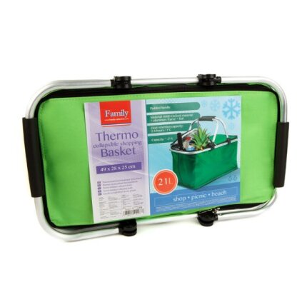 Thermo összecsukható bevásárlókosár - 49 x 28 x 25 cm - 21 L - zöld