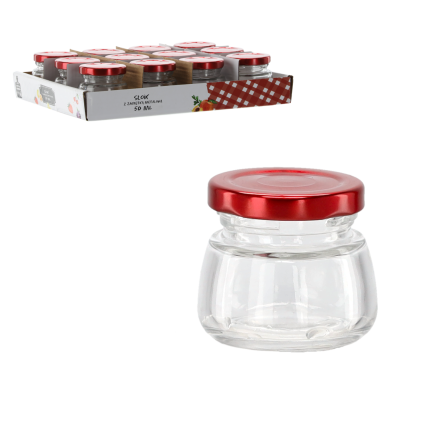 Barattolo in vetro 150 ml con tappo a vite in metallo rosso