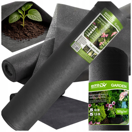Vastag Agrotextil Gyomellenes Talajtakaró 50g/m² – 1,5x10m – Fekete